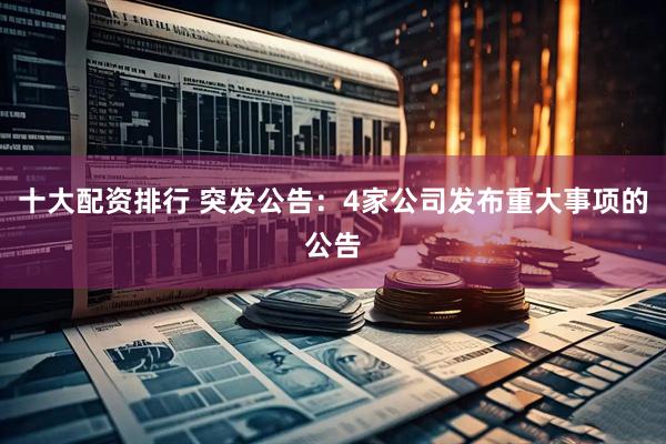 十大配资排行 突发公告：4家公司发布重大事项的公告