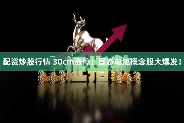 配资炒股行情 30cm涨停！固态电池概念股大爆发！