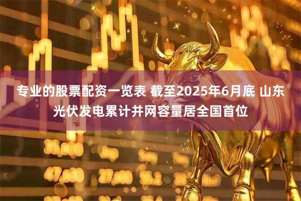 专业的股票配资一览表 截至2025年6月底 山东光伏发电累计并网容量居全国首位